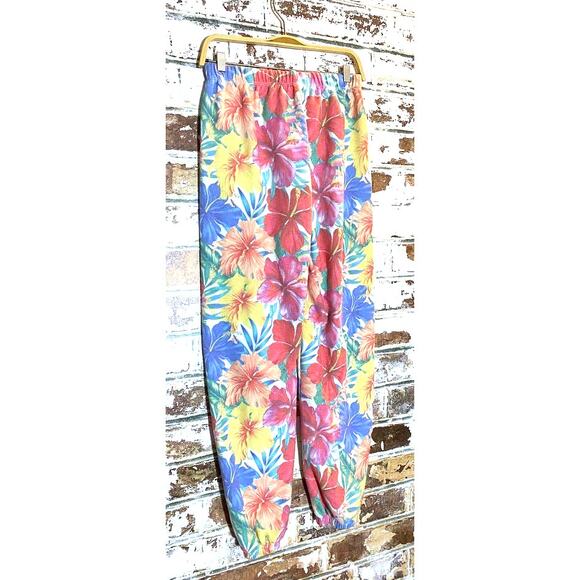 Wildfox Tropical Multicolor Floral Cotton Blend Jogger Sweatpants - Picture 6 of 7